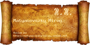 Matyasovszky Miron névjegykártya